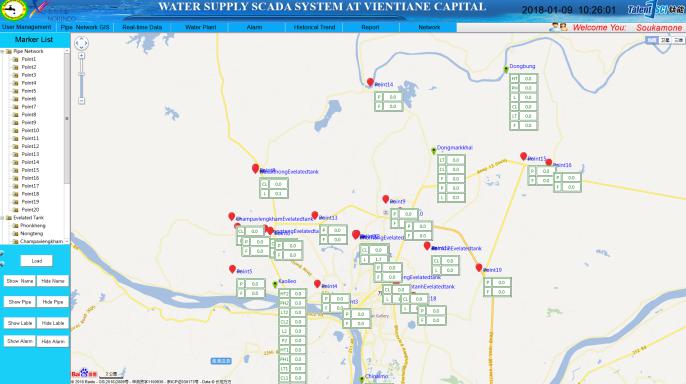 撾萬(wàn)象供水SCADA系統(tǒng)及水廠改造、管網(wǎng)監(jiān)測(cè)系統(tǒng)建設(shè)項(xiàng)目案例